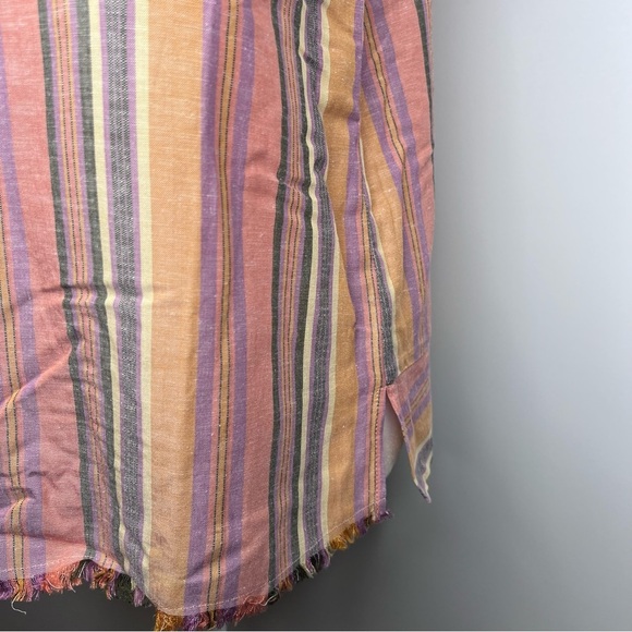 Drew Anthropologie Linen Cotton Blend Agave Rainbow Stripe Tank Top Small - Picture 2 of 9